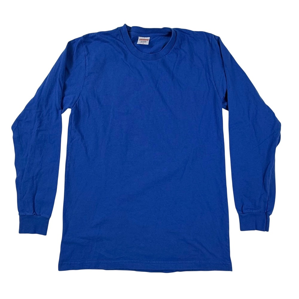 Supreme Mens Royal Blue Long Sleeve T-Shirt Solid Crew Neck Size M Made in USA
